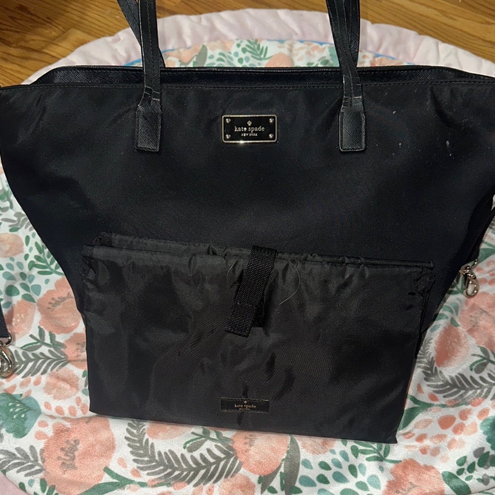 Kate Spade Black Structured Tote Bag / changing pad